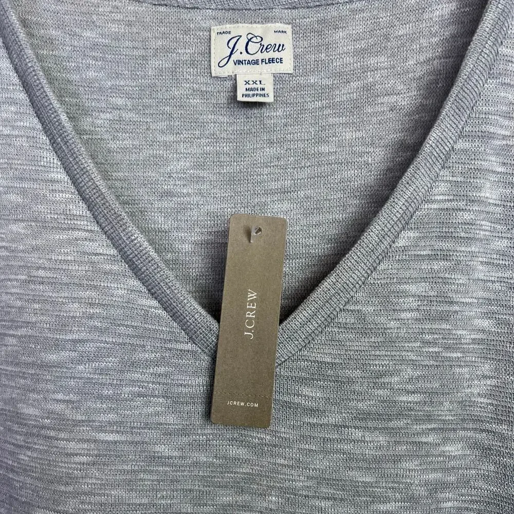 J.Crew Vintage Fleece V-neck Pullover Knit Sweater in Heather Gray Women's XXL